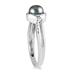 6mm All Natural Freshwater Black Cultured Pearl and Diamond Ring in .925 Sterling Silver