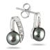 4.5-5mm Freshwater Black Cultured Pearl and Diamond Earrings in .925 Sterling Silver
