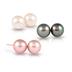 7-7.5mm Natural Freshwater Pink, White and Black Pearl Earring Set in 14k Gold