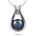 All Natural Freshwater Black Cultured Pearl and Diamond Pendant in .925 Sterling Silver