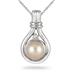 7MM Natural Freshwater Pink Cultured Pearl and Diamond Pendant in .925 Sterling Silver