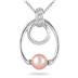 6MM Natural Freshwater Pink Cultured Pearl and Diamond Pendant in .925 Sterling Silver