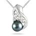 7mm Freshwater Black Cultured Pearl and Diamond Engraved Pendant in .925 Sterling Silver
