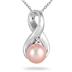 6.5MM Natural Pink Cultured Pearl and Diamond Pendant in .925 Sterling Silver