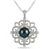 10mm Freshwater Black Cultured Pearl and Topaz Snowflake Pendant in .925 Sterling Silver