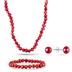7-8MM All Natural Freshwater Cranberry Rice Cultured Pearl Jewelry Set in .925 Sterling Silver