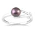 10K White Gold All Natural 4mm Akoya Cultured Pearl and Diamond Ring 