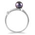 10K White Gold All Natural 4mm Akoya Cultured Pearl and Diamond Ring 