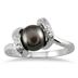 7mm All Natural Freshwater Cultured Pearl and Diamond Ring in .925 Sterling Silver