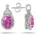 2.90 Carat Created Pink Sapphire and Genuine Diamond Earrings in .925 Sterling Silver
