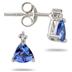7/8 Carat All Natural Trillion Shape Tanzanite and Diamond Stud Earrings in .925 Sterling Silver