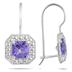 1 1/3 Carat Cushion Cut Amethyst and Diamond Earrings in 14K White Gold