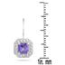 1 1/3 Carat Cushion Cut Amethyst and Diamond Earrings in 14K White Gold
