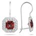 1 3/8 Cushion Cut Garnet and Diamond Earrings in 14K White Gold