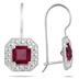 1 1/3 Carat Cushion Cut Ruby and Diamond Earrings in 14K White Gold
