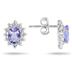 Tanzanite and Diamond Flower Earrings in 10K White Gold
