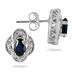 6x4mm Oval Cut Created Sapphire and Diamond Earrings in .925 Sterling Silver