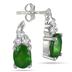 2.40 Carat Oval Emerald and Diamond Earrings in .925 Sterling Silver