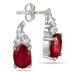 2.40 Carat Oval Ruby and Diamond Earrings in .925 Sterling Silver