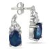 2.40 Carat Oval Sapphire and Diamond Earrings in .925 Sterling Silver