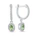 1/2 Carat Oval Green Amethyst and Diamond Halo Dangle Earrings in 10K White Gold 