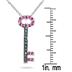 Ruby and Blue Diamond Key Pendant In 14K White Gold