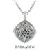 Sapphire and Diamond Cluster Pendant in Sterling Silver