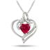 Created Heart Shape Ruby and Genuine Diamond Pendant in .925 Sterling Silver