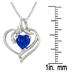 1 Carat TW Created Heart Shape Sapphire and Genuine Diamond Pendant in .925 Sterling Silver