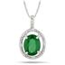 May Birthstone Created Emerald and Genuine Diamond Pendant in .925 Sterling Silver