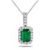 1/10 Carat Diamond and Emerald Pendant in 10K White Gold