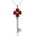 Created Heart Shaped Ruby & Genuine Diamond Key Pendant in .925 Sterling Silver