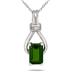 6x4mm Created Emerald and Diamond Regal Pendant in .925 Sterling Silver  