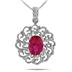 8x6MM Created Oval Ruby and Diamond Antique Filigree Pendant in .925 Sterling Silver