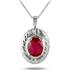 1.65 Carat Oval Ruby and Diamond Pendant in .925 Sterling Silver