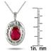 1.65 Carat Oval Ruby and Diamond Pendant in .925 Sterling Silver