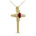 Ruby and Diamond Cross Pendant 10K Yellow Gold