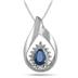 3/4 Carat Pear Shape September Sapphire and Diamond Pendant in .925 Sterling Silver