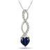 1 Carat Created Sapphire and Diamond Heart Twist Pendant in .925 Sterling Silver 