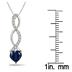 1 Carat Created Sapphire and Diamond Heart Twist Pendant in .925 Sterling Silver 
