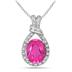 2.80 Carat Oval Pink Topaz and Diamond Pendant in in .925 Sterling Silver