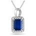 1.50 Carat Emerald Cut Sapphire and Diamond Pendant in .925 Sterling Silver 