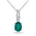 8x6MM Created Oval Emerald and Genuine Diamond Pendant in .925 Sterling Silver