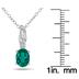 8x6MM Created Oval Emerald and Genuine Diamond Pendant in .925 Sterling Silver
