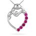 Created Ruby and Genuine Diamond Pendant in .925 Sterling Silver 