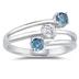 Three Stone Blue And White Diamond Ring in 10k White Gold