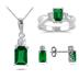 Created Square Emerald and Genuine Diamond Jewelry Set in .925 Sterling Silver