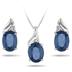 4.00 Carat All Natural Sapphire and Diamond Matching Set in .925 Sterling Silver