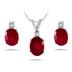5.50 Carat Ruby & Diamond Pendant and Earring Set in .925 Sterling Silver