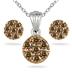 1/2 Carat Genuine Champagne Diamond Cluster Set in .925 Sterling Silver